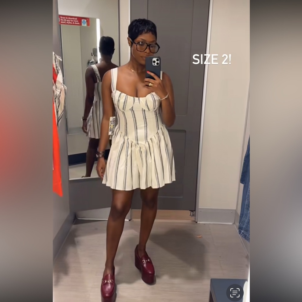 Target Future Collective with Jenee Naylor Cream Striped Corset Mini Dress